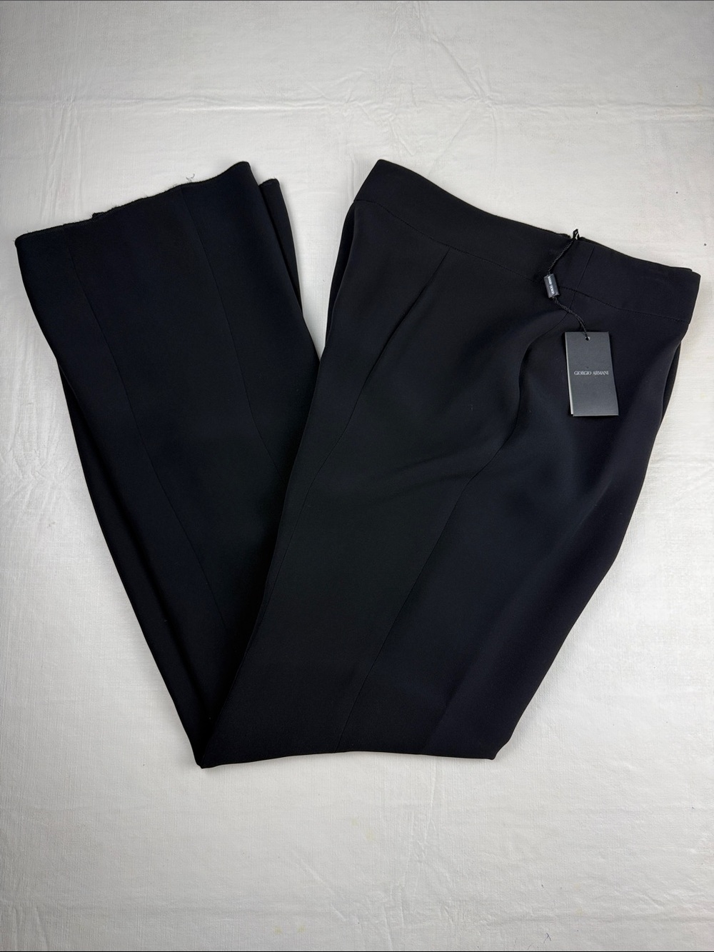 Giorgio Armani Black Women's Flat Front Side Zip Trousers Size 48 NWT